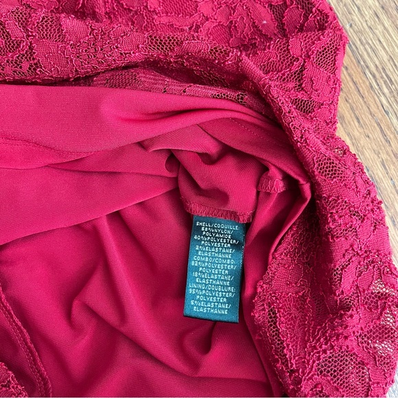 Ralph Lauren Red Lace Dress V Neck Back - Picture 9 of 15